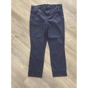 Level 99 Navy Blue Sz 33 Zipper Pocket Francis Slim Straight Ankle Pants Lyocell